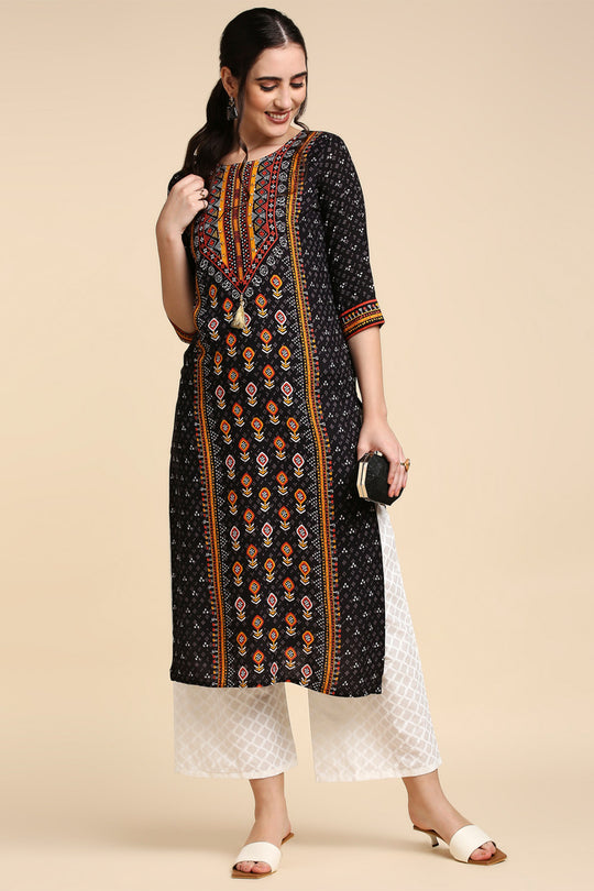 Black & Off-White Printed Kurta set