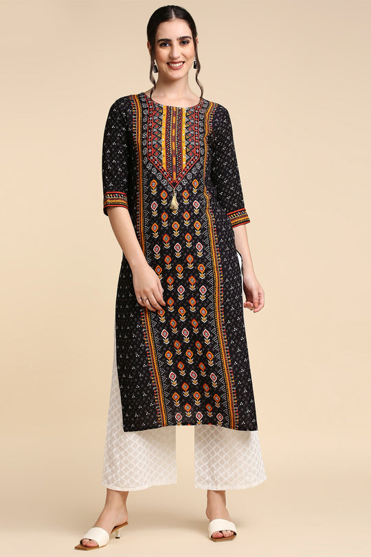 Black & Off-White Printed Kurta set