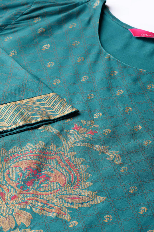 Women's Peacock Blue Kurta Set