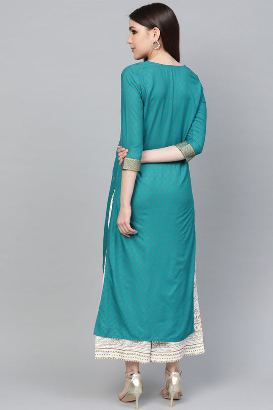 Women's Peacock Blue Kurta Set