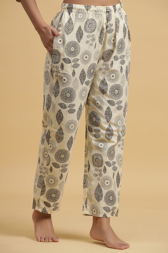 Off White Black Printed Night suit