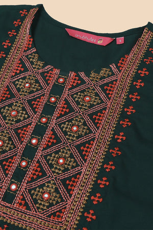 Green Embroidered Kurta set