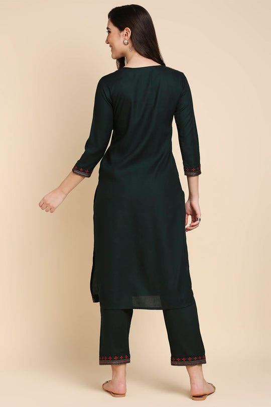 Green Embroidered Kurta set