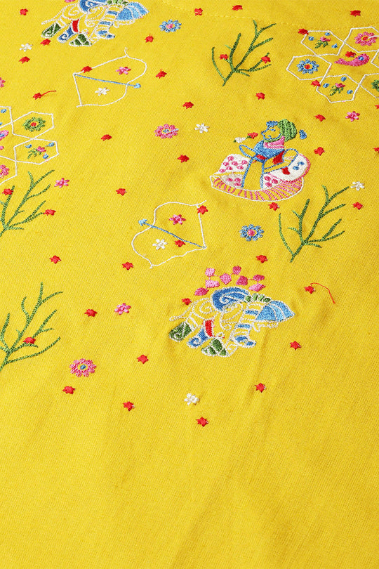 Mustard Yellow Yoke Design Kurta set