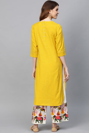 Mustard Yellow Yoke Design Kurta set
