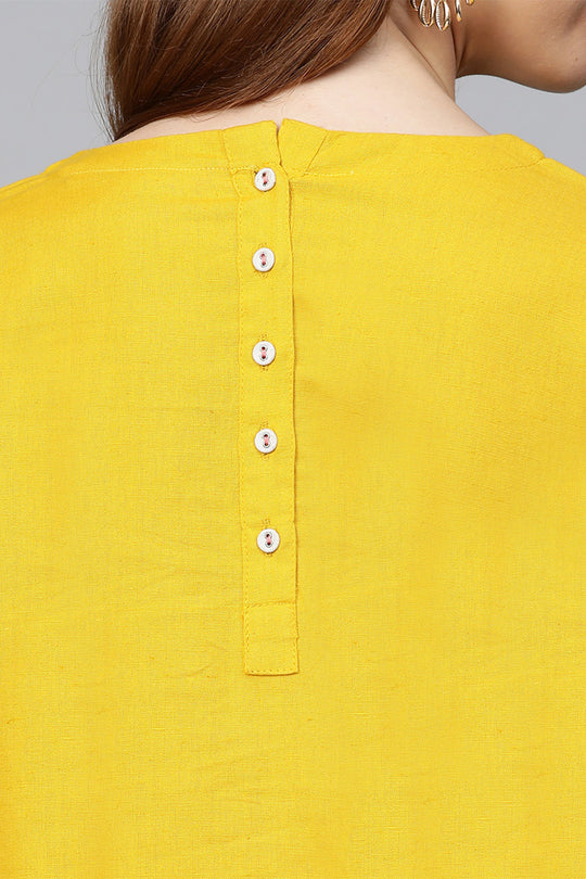 Mustard Yellow Yoke Design Kurta set