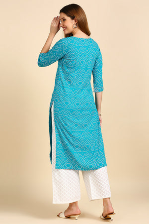 Turquoise Blue & White Bandhani Print Kurta set