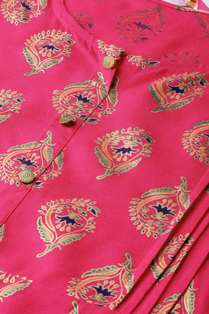 Pink & Off-White Printed Kurta set