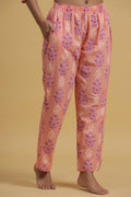 Peach-Coloured & Purple Printed Cotton Night suit