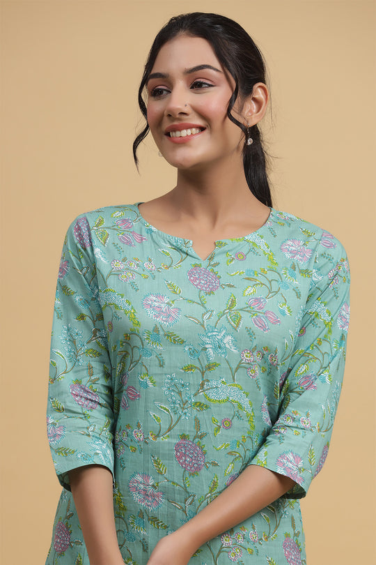 Green Pink Pure Cotton Printed Night suit