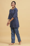 Blue Pure Cotton Printed Night suit