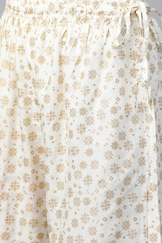 Maroon & White Ethnic Motifs Print Kurta set