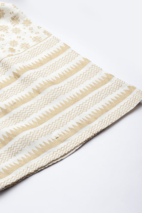 Maroon & White Ethnic Motifs Print Kurta set