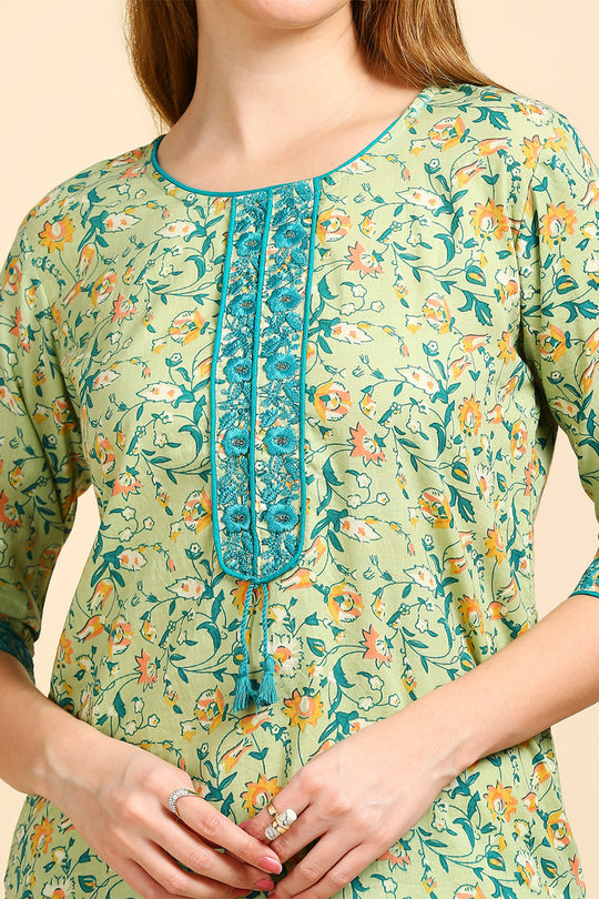 Green & Blue Printed Kurta set