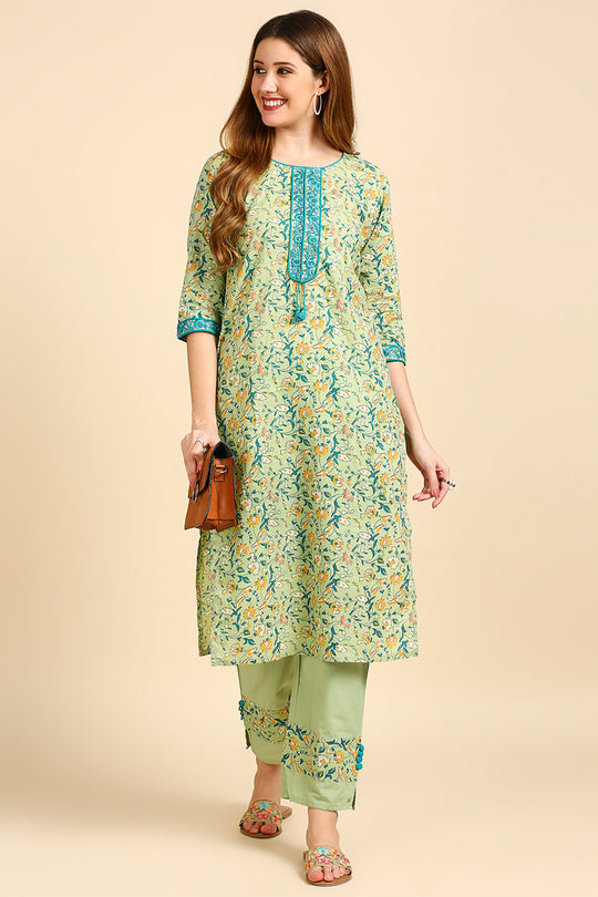 Green & Blue Printed Kurta set