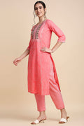 Pink & White Pure Cotton Bandhani Print Kurta set