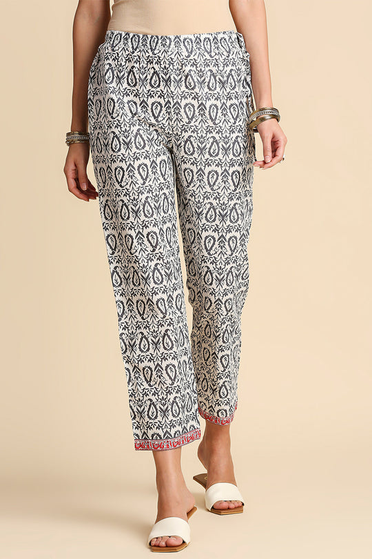 Grey & Pink Pure Cotton Floral Print Kurta set