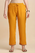 Mustard Yellow & Blue Embroidered Kurta set