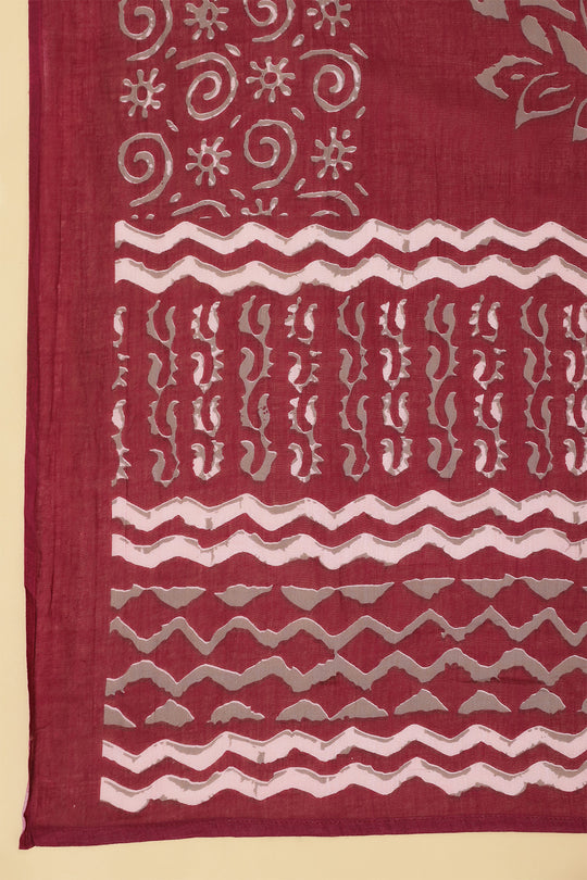 Maroon Ethnic Motifs Thread Work Pure Cotton Kurta set