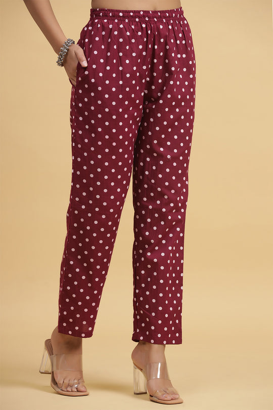 Maroon Ethnic Motifs Thread Work Pure Cotton Kurta set