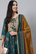 Teal Green Ethnic Cotton Kurta set