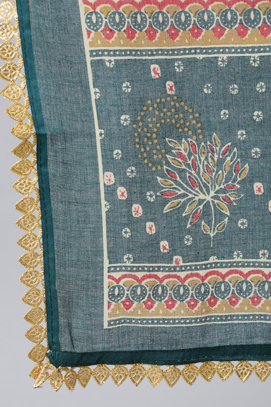 Teal Green Ethnic Cotton Kurta set