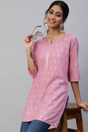 Women's Mauve & White Ethnic Kurti