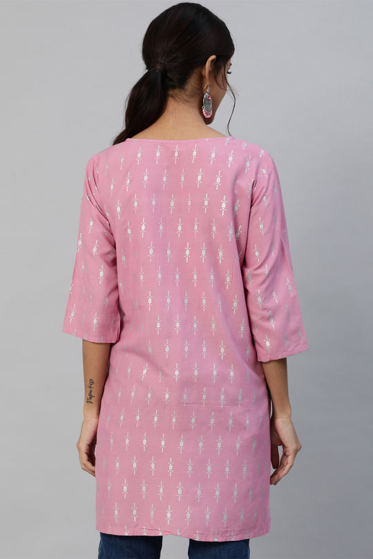 Women's Mauve & White Ethnic Kurti