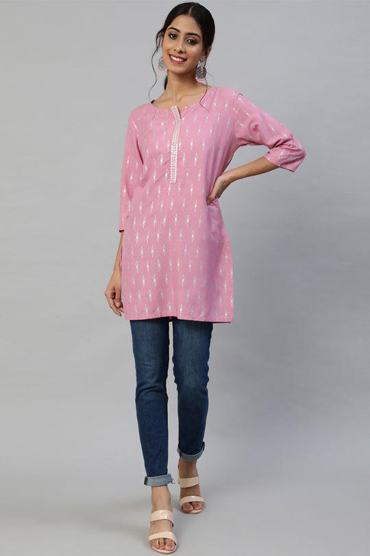 Women's Mauve & White Ethnic Kurti
