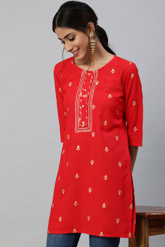Women's Red Ethnic Kurti