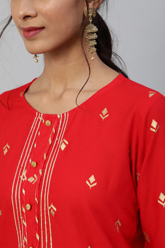 Women's Red Ethnic Kurti