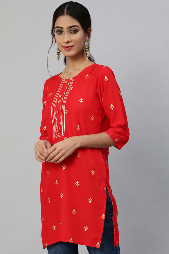Women's Red Ethnic Kurti