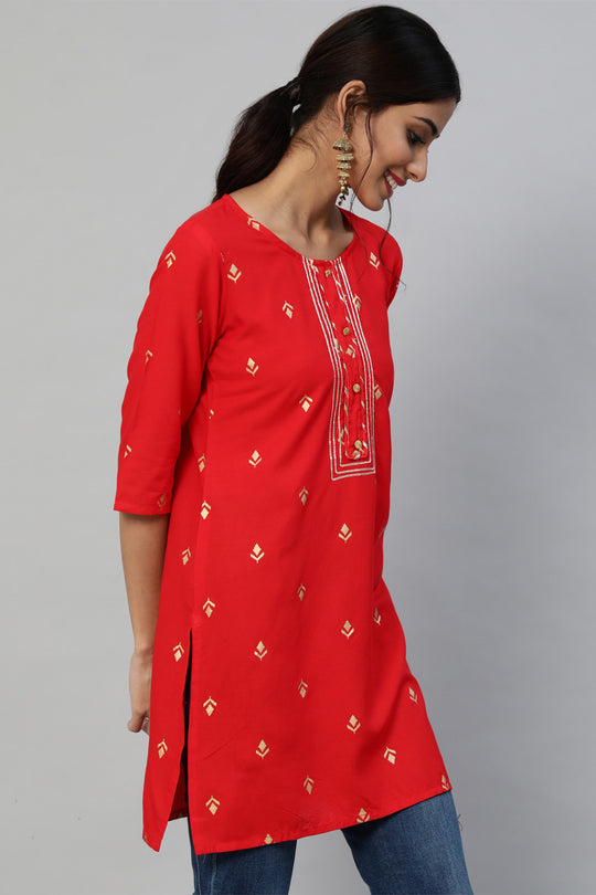 Women's Red Ethnic Kurti