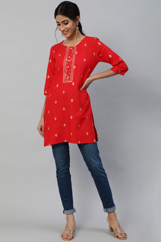 Women's Red Ethnic Kurti