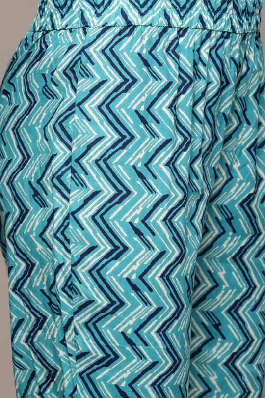 Blue Ethnic Motifs Printed Pure Cotton Kurta set