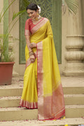 Gold Tussar silk Saree With Blouse Piece