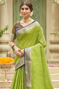 Fern Green Tussar Silk Saree