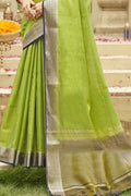 Fern Green Tussar Silk Saree
