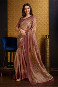 Brown Organza Saree With Blouse Piece