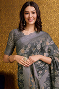 Green Organza Saree With Blouse Piece