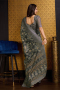 Green Organza Saree With Blouse Piece
