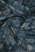Blue Organza Saree With Blouse Piece