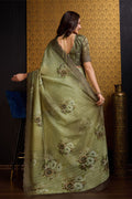 Green Organza Saree With Blouse Piece