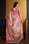 Peach Organza Saree With Blouse Piece