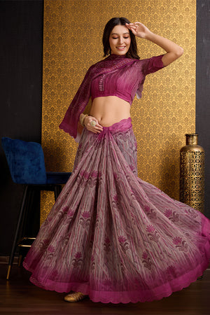 Purple Organza Saree With Blouse Piece