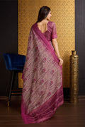 Purple Organza Saree With Blouse Piece