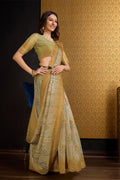 Yellow Organza Saree With Blouse Piece