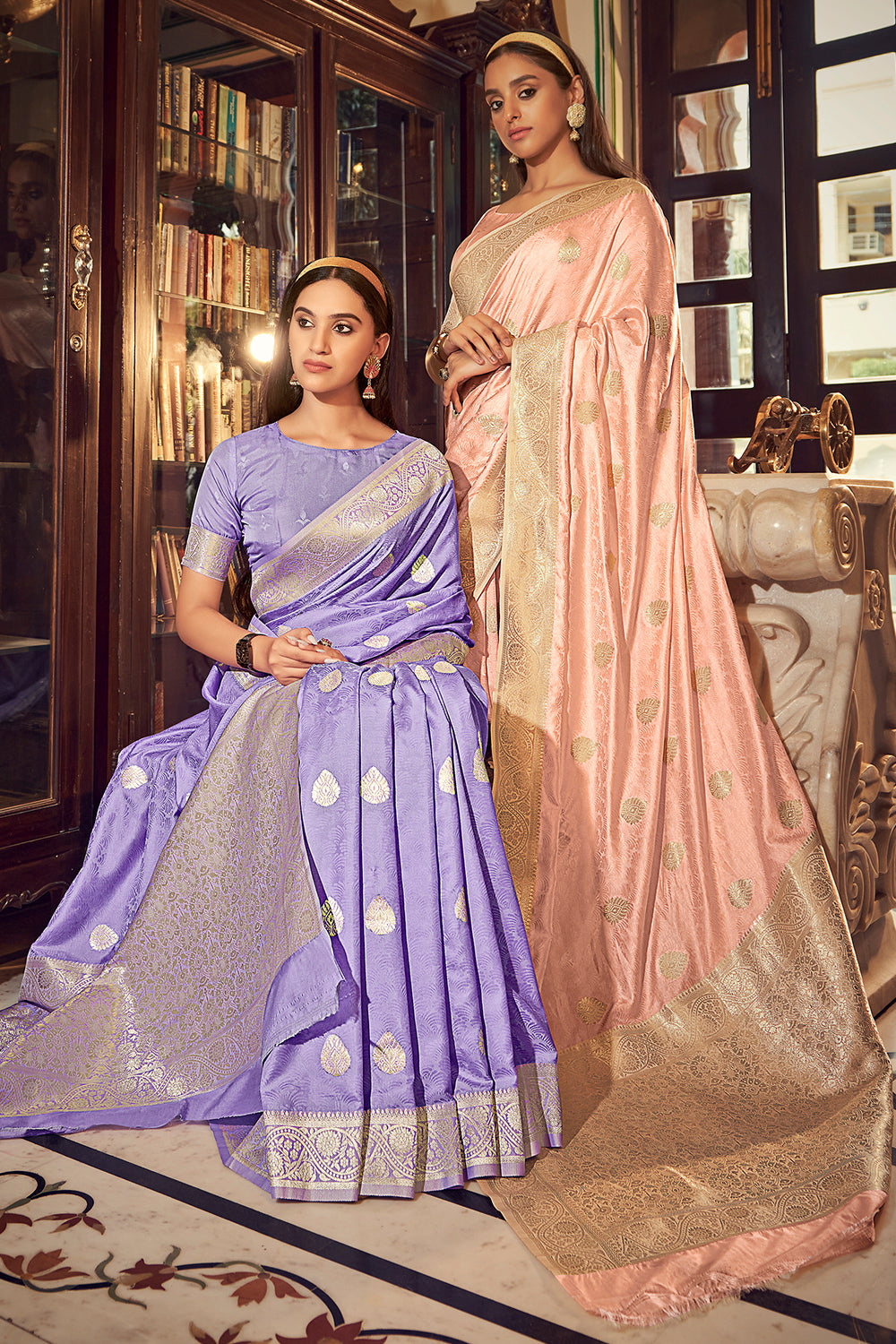 Cream & Light Purple Kanjivaram Silk Saree With Weaving Work – Bahuji -  Premium Silk Sarees Online Shopping Store