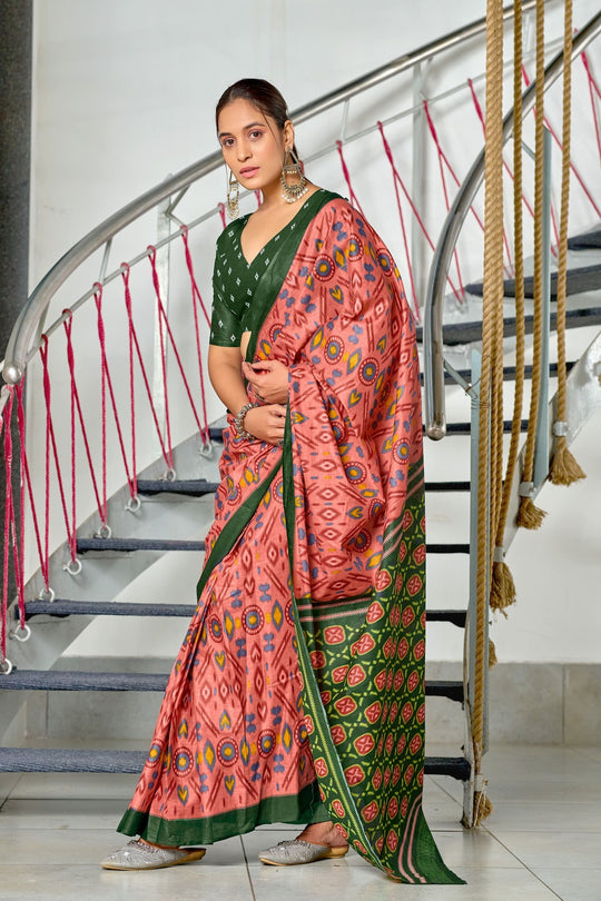 Gajari Kkat Test Block Print Mulmul Cotton Sarees Saree With Blouse Piece