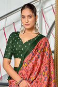 Gajari Kkat Test Block Print Mulmul Cotton Sarees Saree With Blouse Piece